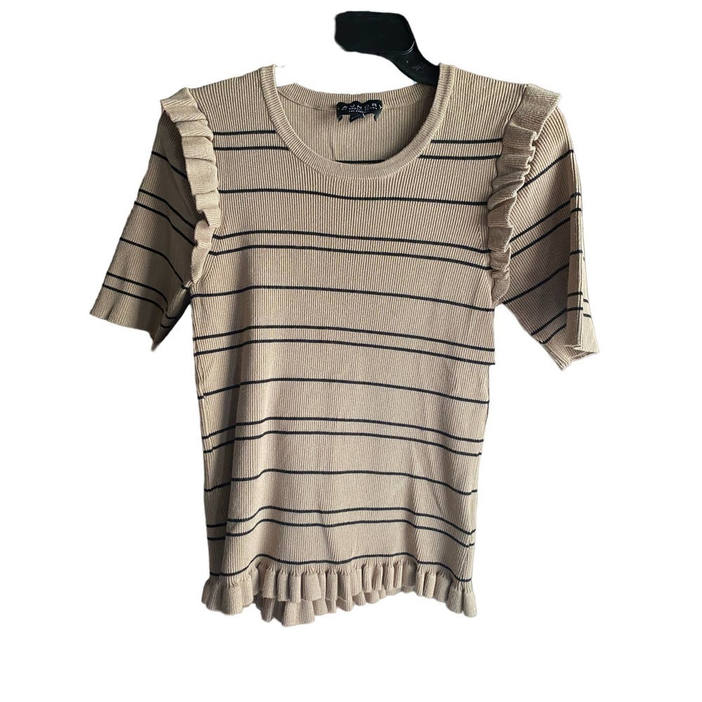 Laundry by Shelli Segal NWT - Beige With Black Stripes Ruffle